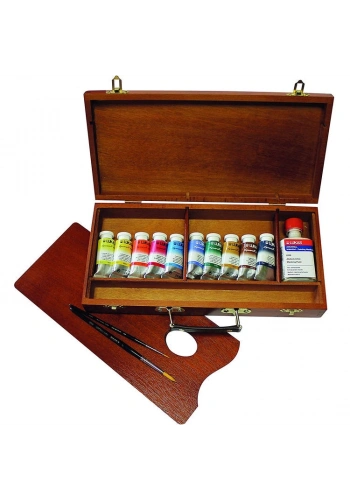 Lukas Aquarell 1862 Profesyonel Tüp Sulu Boya Seti 10 Renk x 24 ml. Ahşap Kutu