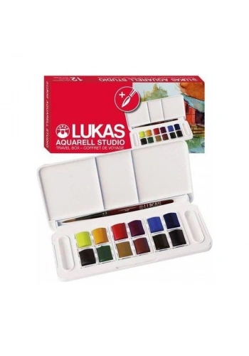 Lukas Aquarell Studio Tablet Sulu Boya Seti 12 Renk 1/2 Tablet