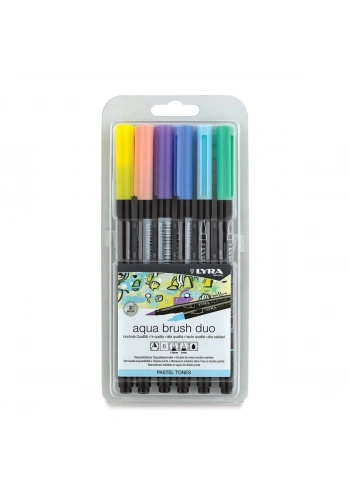 Lyra Aqua Brush Duo Çift Taraflı Fırça Uçlu Kalem 6lı Pastel