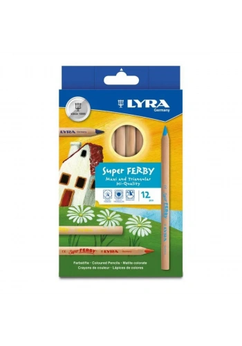 Lyra Super Ferby Triangular Jumbo Kuru Boya Kalem 12 Renk