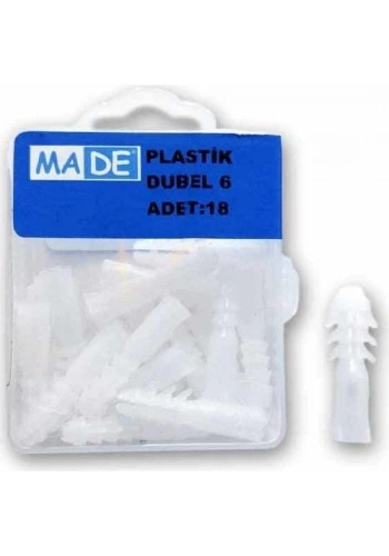 Made Plastik Dübel 6 mm (1 Kutu/18 Adet)