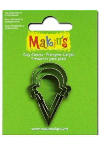 Makins Clay Polimer Kil Kesme Kalıbı 3 Parça Dondurma Külahı