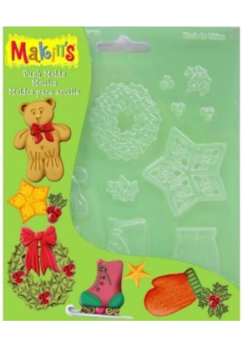 Makins Clay Push Mold Polimer Kil Şekillendirme Kalıbı Yılbaşı Süsleri