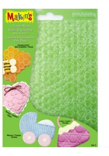 Makins Clay Texture Sheets Polimer Kil Doku Kalıbı 4lü Set C