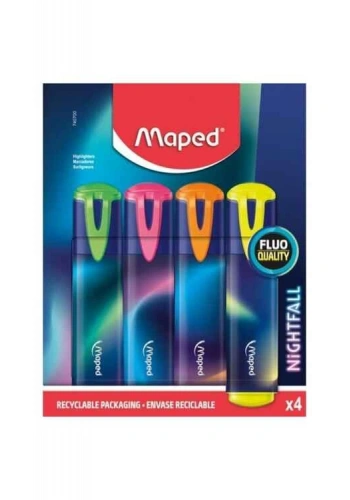 MAPED 740700 FLUO PEPS NIGHTFALL 4 LÜ SET FOSFORLU KALEM
