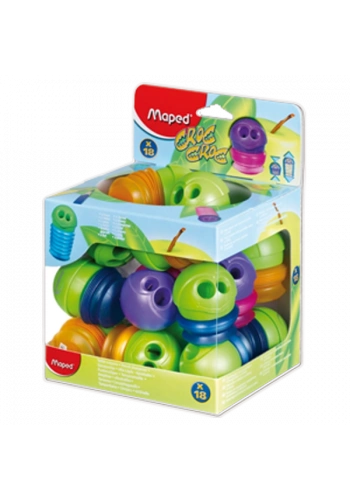Maped Öğrenci Kalemtıraşı Croc Plastik Çiftli Hazneli 18 Lİ Karışık Renkler 501700