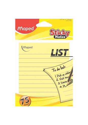 Maped Yapışkanlı Not Kağıdı Çizgili 75 YP 101x125 Sarı 771110