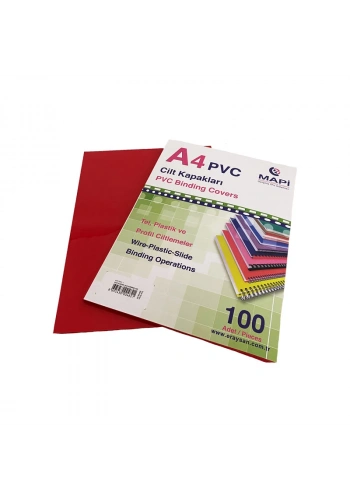 MAPİ A4 PVC CİLT KAPAĞI KIRMIZI 160mic.2040203