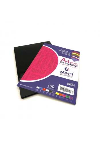 MAPİ A4 PVC CİLT KAPAĞI SİYAH 160mic.2040201