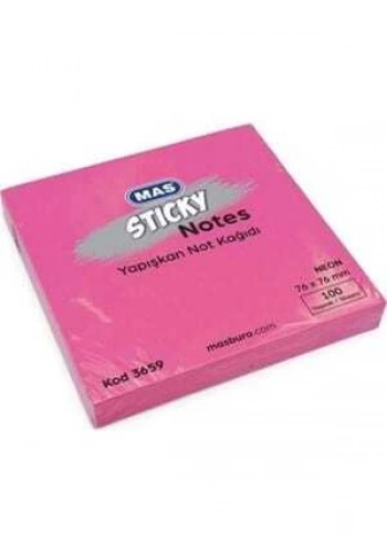 MAS 3658 POSTİT 76x76 100 YP YAPIŞKANLI NOT KAĞIDI NEON PEMBE