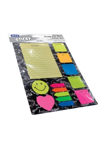 MAS 3676 KOMBO YAPIŞKANLI NOT KAĞIDI SAATLİK PLAN SET 18 S