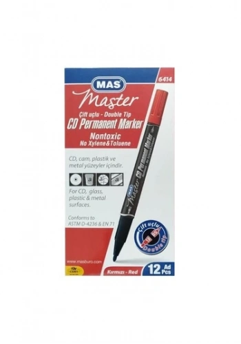 MAS 6414 PERMANENT KALEM KIRMIZI ÇİFT UÇLU