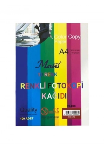Masis Renkli Fotokopi Kağıdı A4 100lü Paket 10 Renk Karışık
