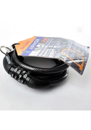 Master Lock ŞİFRELİ 120 CM x 8MM KABLO-SABİT 3 BASAMAKLI-SİYAH - 411MV