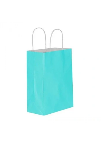 MAVİ KAĞIT HEDİYE VE ALIŞVERİŞ ÇANTASI (18X8X24) 25 ADET