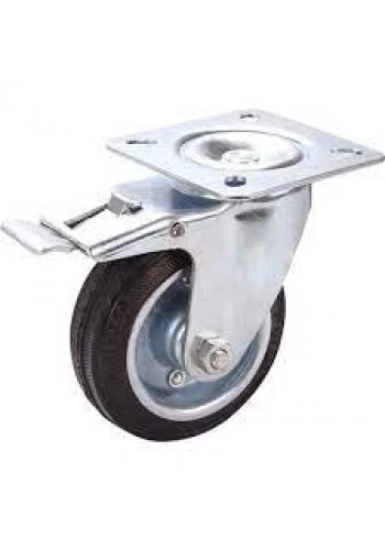 Mertsan Frenli Plastik Cantlı Kauçuk Tekerlek 125x40 mm (125 Kg)