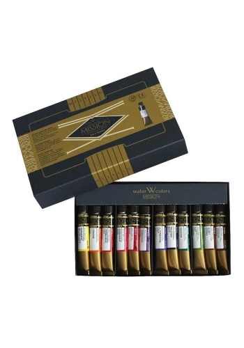 Mijello Mission Gold Class Pigment Tüp Sulu Boya Seti 12 Renk x 7 ml.