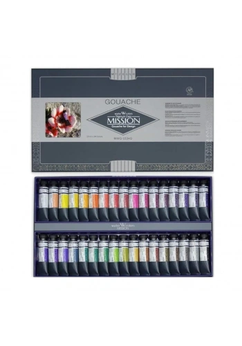 Mijello Mission Titanium Class Pigment Tüp Guaj Boya Seti 15 ml. x 34 Renk