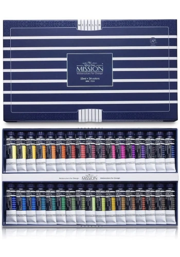 Mijello Mission White Class Pigment Tüp Sulu Boya Seti 34 Renk x 15 ml.