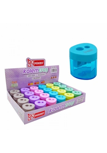 Mikro Çift Delikli Üçgen Kalemtraş Pastel Renkler