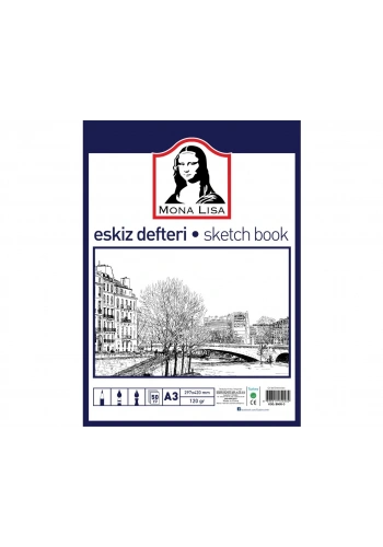Mona Lisa Karton Kapak Spiralli Eskiz Defteri A3 120gr 50yp MN13-3