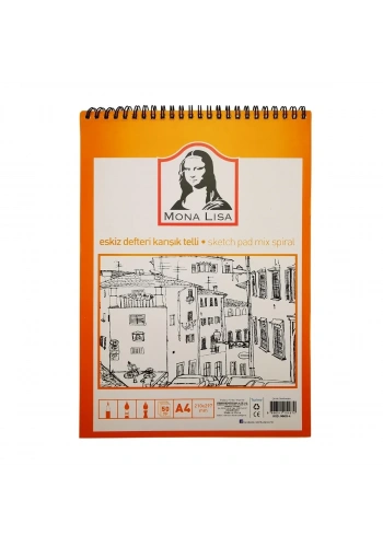 Mona Lisa Karton Kapak Spiralli Eskiz Defteri A4 50yp Karışık MN03-4