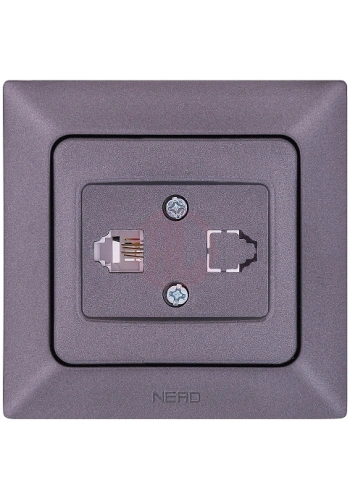 Ne-Ad Aras Metalik İletişim Grubu / Tekli Numeris Telefon Prizi (CAT3) Füme (Çerçevesiz)