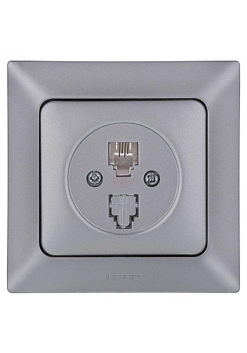 Ne-Ad Aras Metalik İletişim Grubu / Tekli Numeris Telefon Prizi (CAT3) Gümüş (Çerçevesiz)