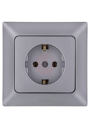 Ne-Ad Aras Metalik Priz Grubu / Topraklı Priz Gümüş (Çerçevesiz)