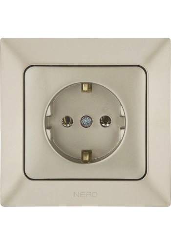 Ne-Ad Aras Metalik Priz Grubu / Topraklı Priz Metalik Bej (Çerçevesiz)