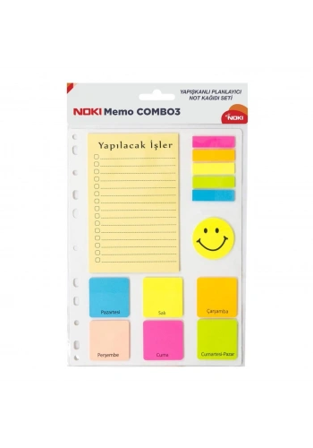 Noki Memo Combo3 Yapışkanlı Planlayıcı Not Kağıdı Seti 13 şekil 18li 12703