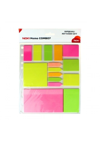 Noki Memo Combo7 Yapışkanlı Planlayıcı Not Kağıdı Seti 15 şekil 25li 12702
