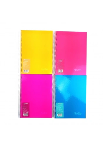 Notte Sert Kapak Spiralli Okul Defteri Pastel 4 Konulu A4 160yp Çizgili