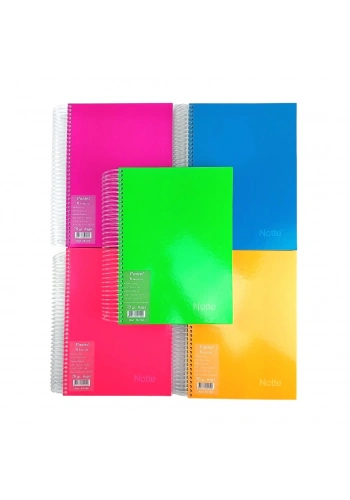 Notte Sert Kapak Spiralli Okul Defteri Pastel 6 Konulu A4 240yp Kareli