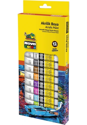 Nova Color Akrilik Boya Seti 12 Renk x 12 ml. Tüp