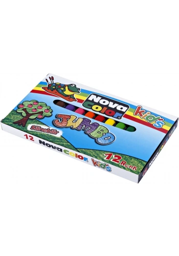 Nova Color Jumbo Üçgen Crayon Mum Boya 12 Renk