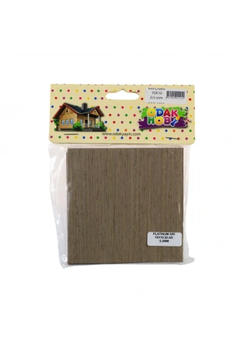 Odak Hobi Ahşap Kaplama Levha 10x10cm 0.5mm 20li Platinum Gri