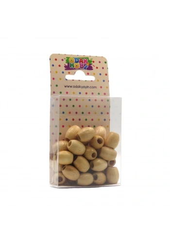 Odak Hobi Tahta Oval Naturel Boncuk 12mm