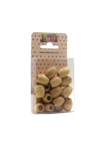 Odak Hobi Tahta Oval Naturel Boncuk 15mm