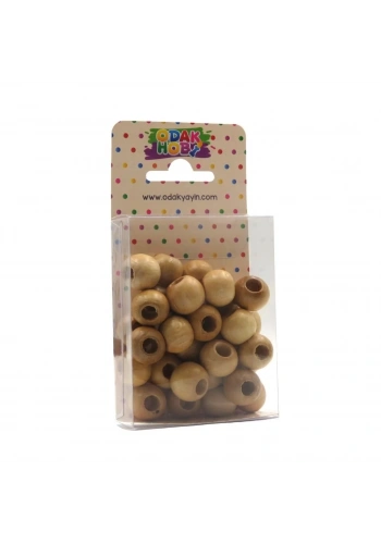 Odak Hobi Tahta Yuvarlak Naturel Boncuk 14mm