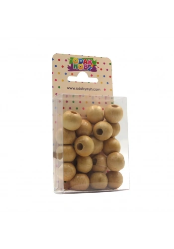 Odak Hobi Tahta Yuvarlak Naturel Boncuk 17mm