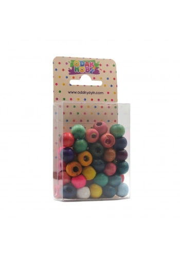 Odak Hobi Tahta Yuvarlak Renkli Boncuk 12mm