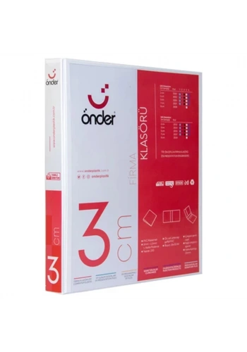 Önder Sunum Klasörü 4 Halkalı 30 MM A4 Beyaz 2013-5