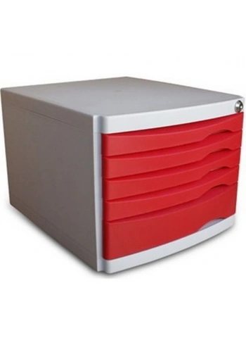 Ops Evrak Rafı Çekmeceli Plastik Kilitli 5 Lİ Kırmızı CMC 205