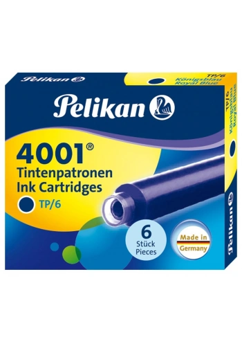Pelikan 4001 Kısa Dolma Kalem Kartuşu 6lı MAVİ