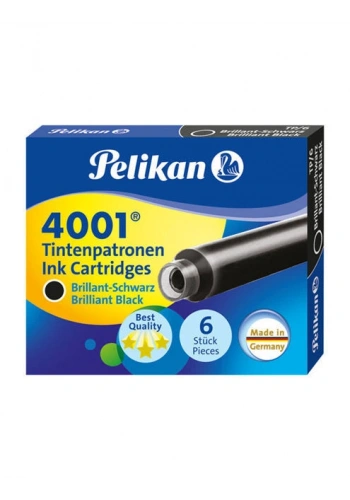 Pelikan 4001 Kısa Dolma Kalem Kartuşu 6lı SİYAH