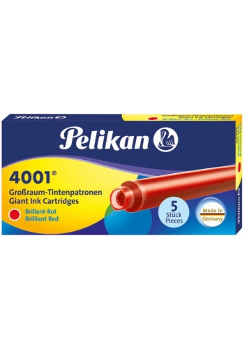 Pelikan 4001 Uzun Dolma Kalem Kartuşu 5li Kutu KIRMIZI