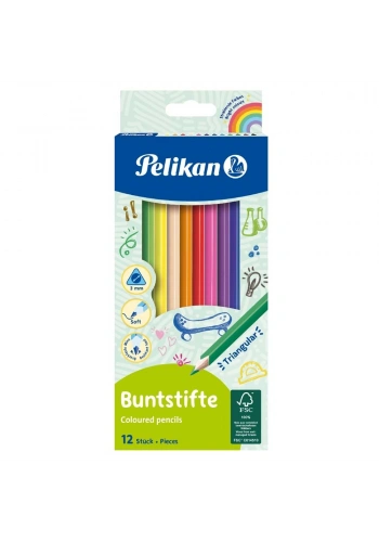 Pelikan Üçgen Kuru Boya Kalemi 12 Li 700115