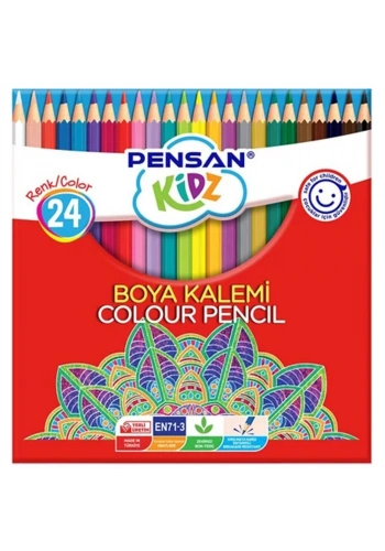 Pensan Kidz Kuru Boya  Kalemi 24 Renk Tam Boy