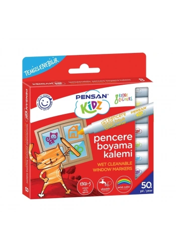 Pensan Kidz Pencere Boyama Keçeli Kalem Seti 8li